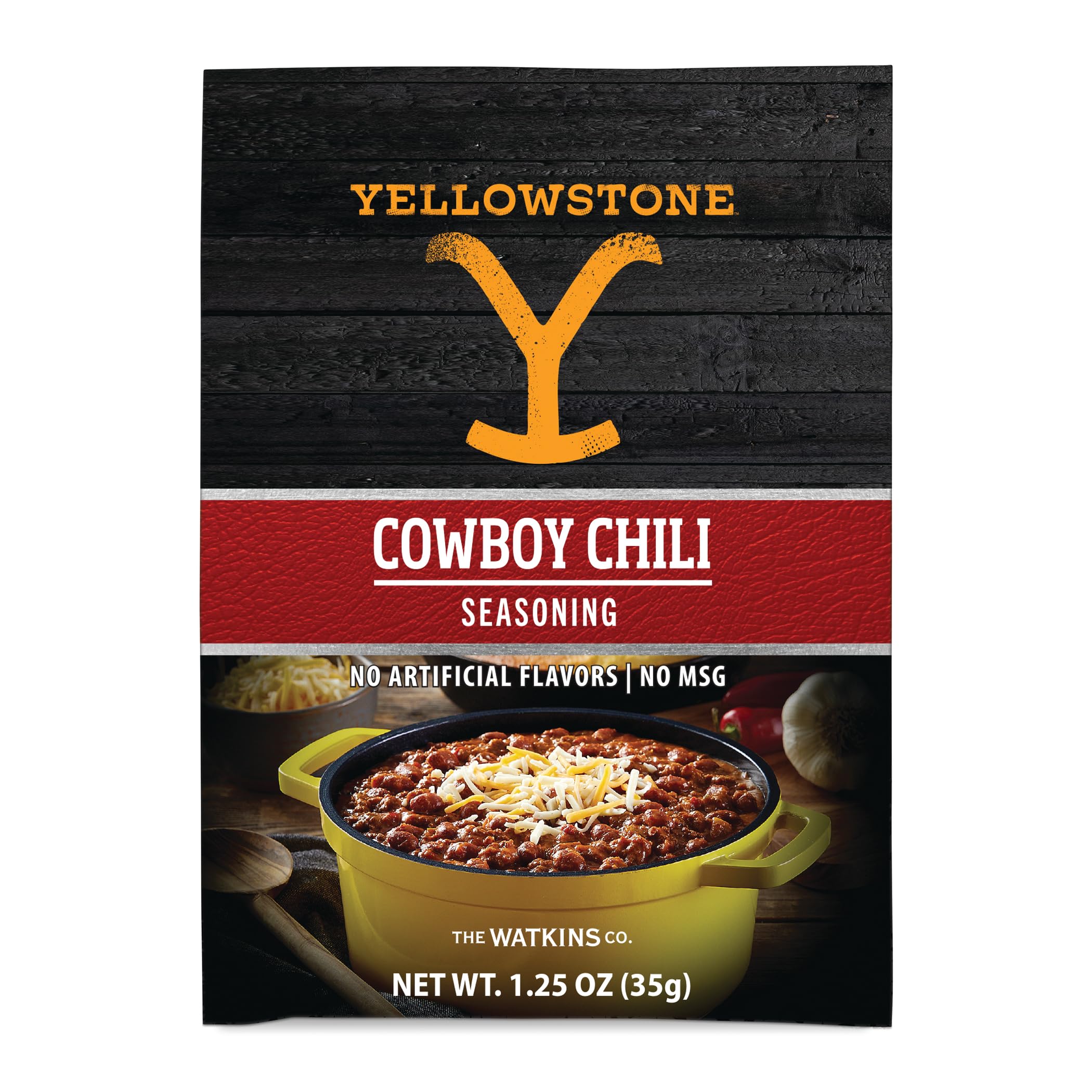 Watkins Yellowstone Cowboy Chili Seasoning jar-front view reveals bold flavor for chili