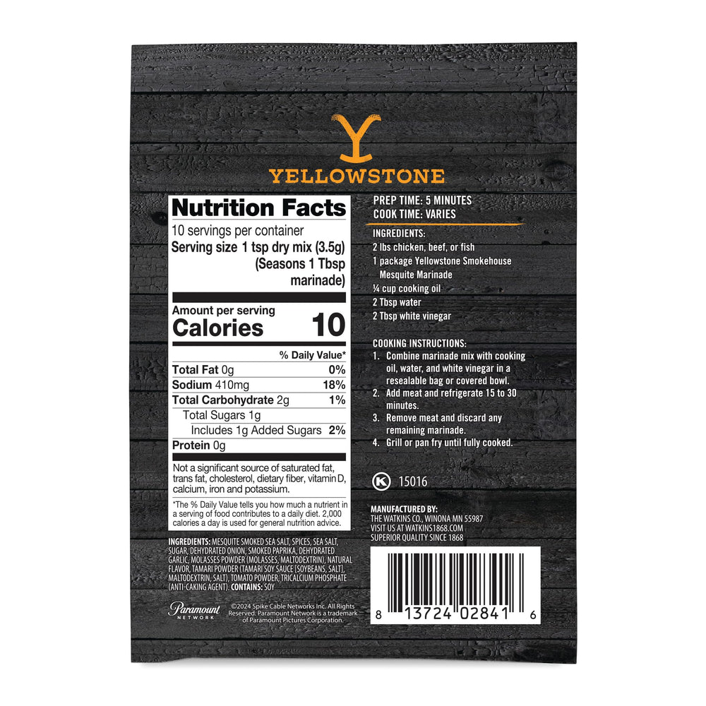 Watkins Yellowstone Steakhouse Mesquite Marinade pouring over steak boosts smoky flavor