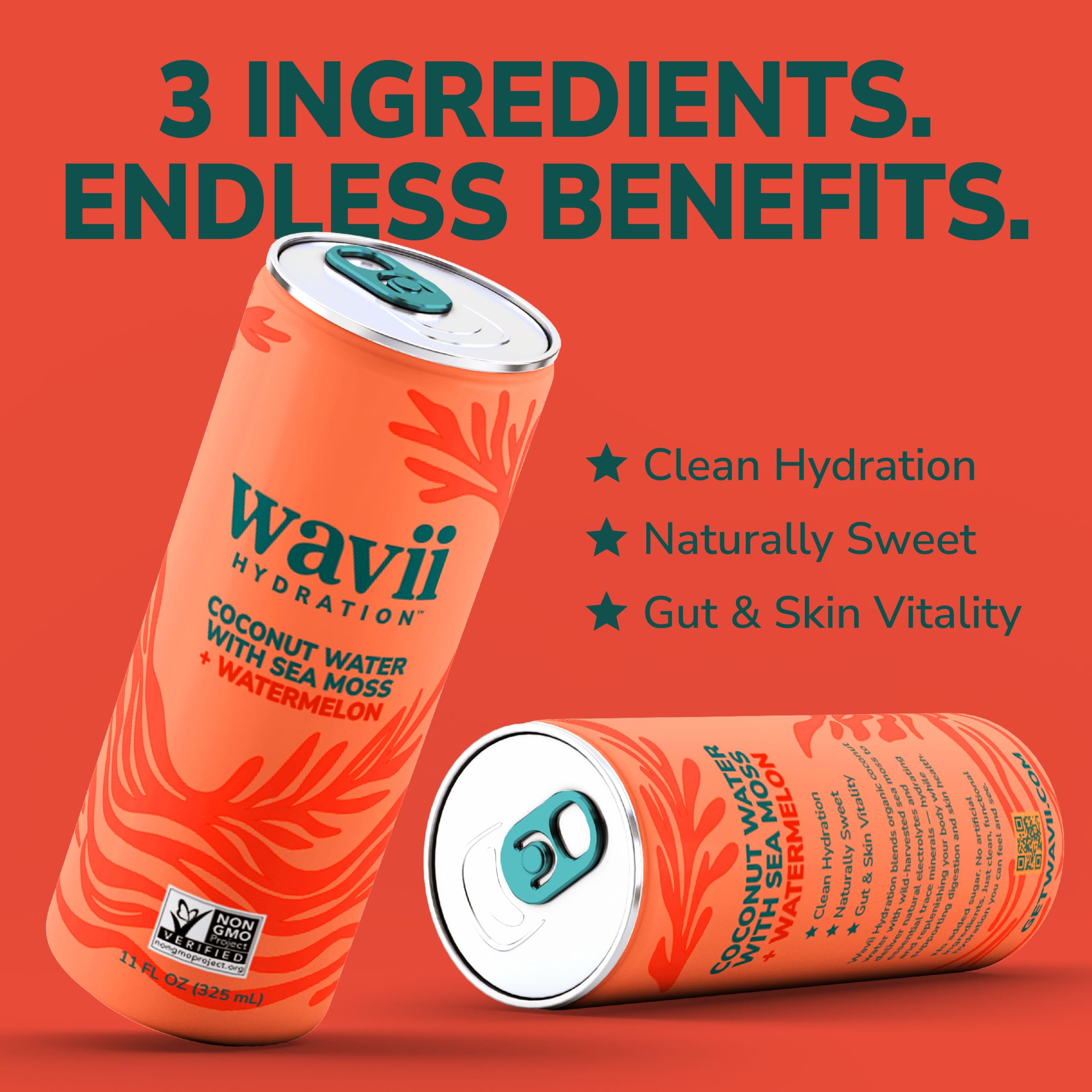 Chilled Wavii Hydration cans in the fridge ready for on-the-go hydration