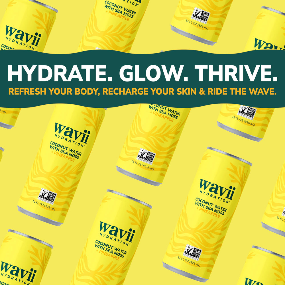 Wavii Hydration front label close-up, organic certification and simplicity.
