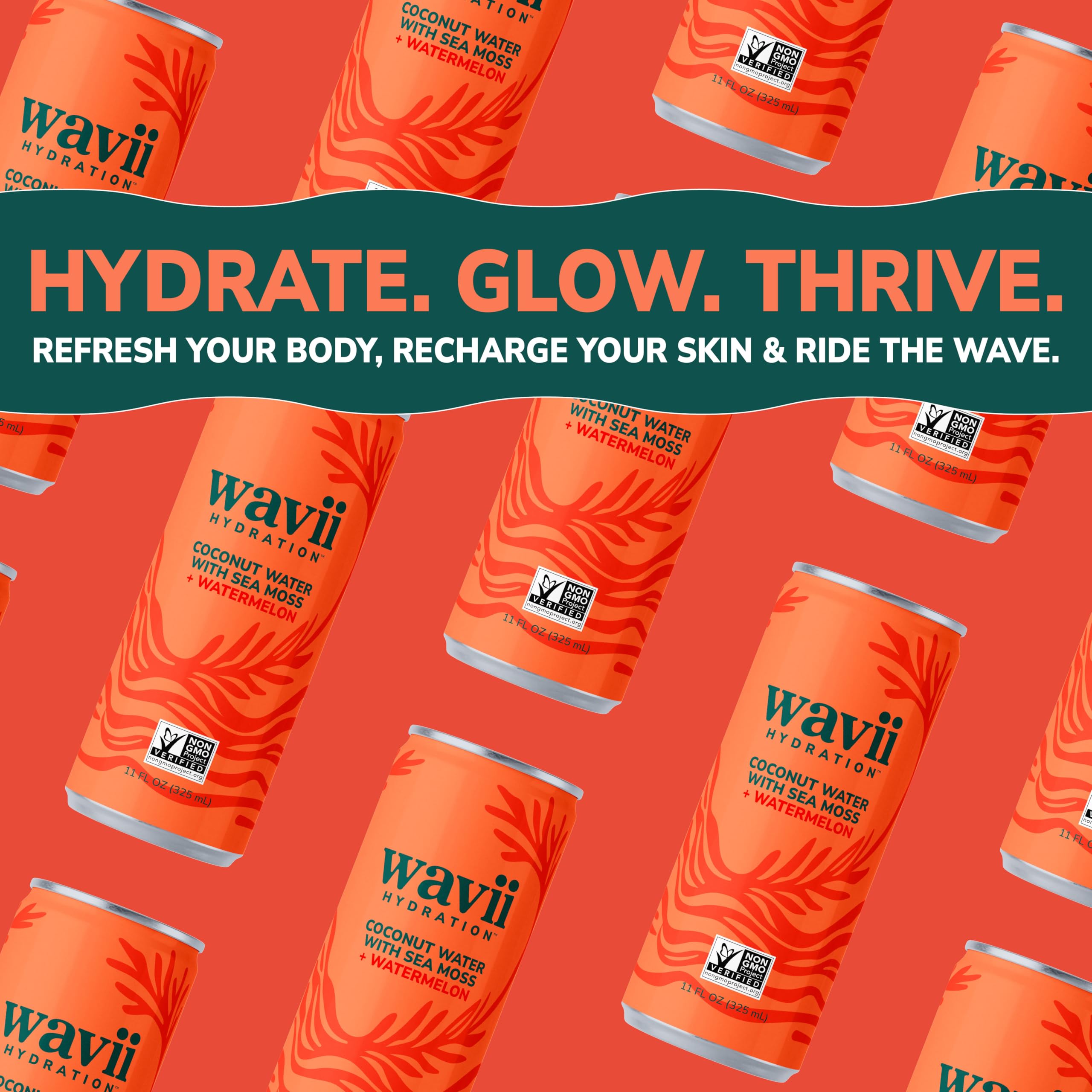 Close-up of Wavii Hydration ingredients highlighting a simple three-ingredient formula