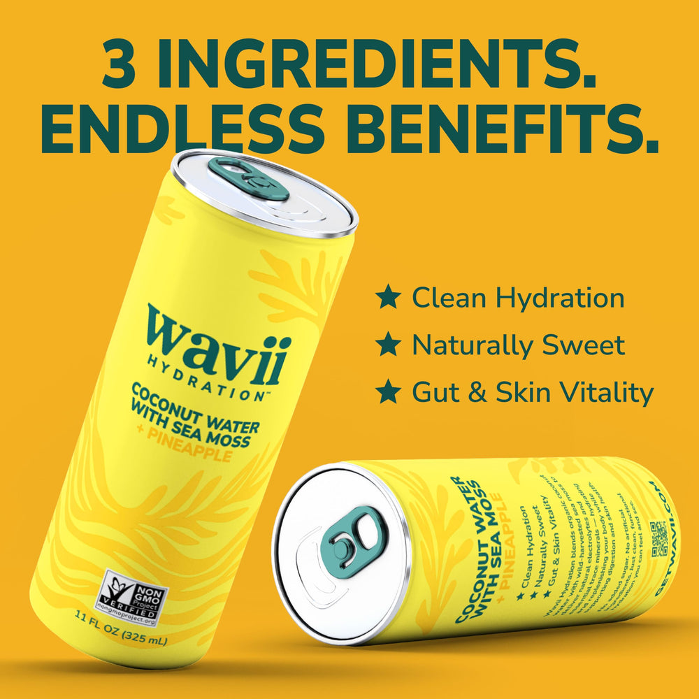 Wavii Hydration organic ingredients graphic, simple clean formulation.