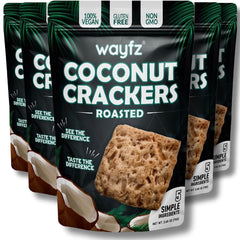 Wayfz roasted coconut crackers pack of five for on-the-go snacking, gluten-free vegan option.