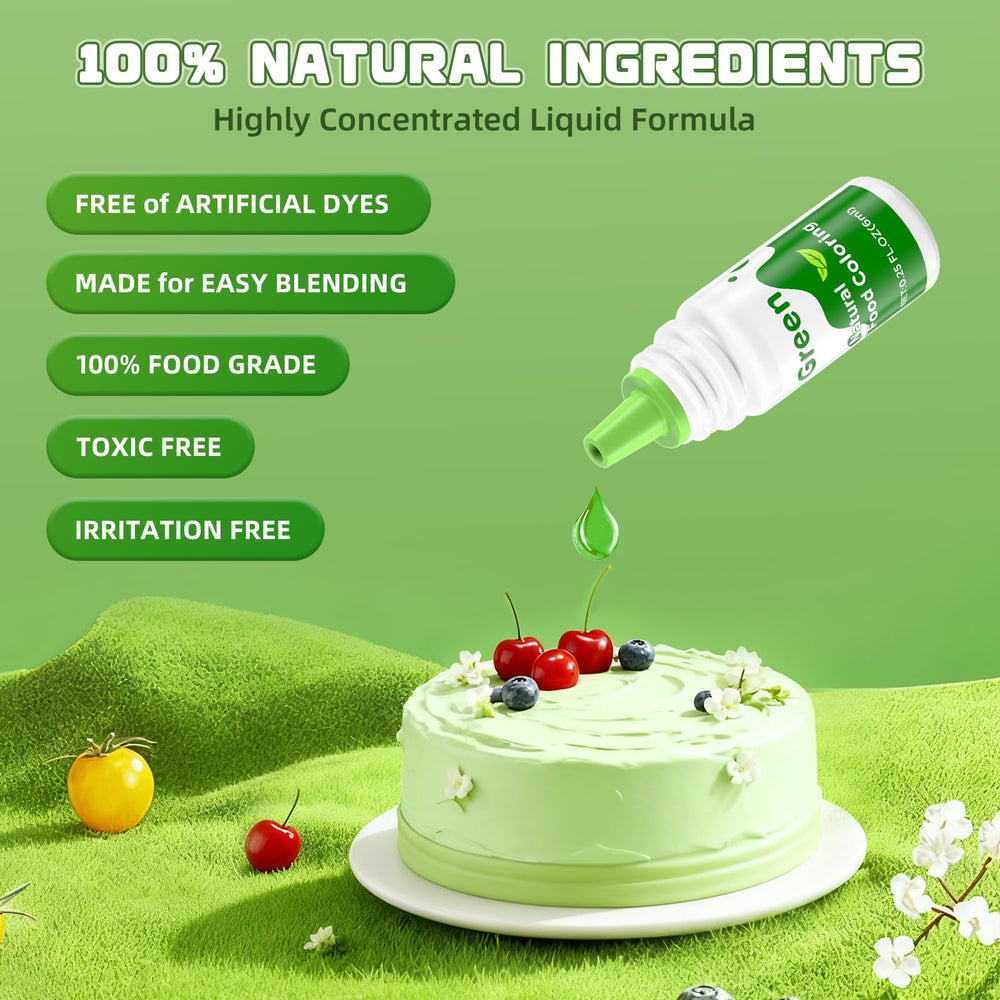 Wayin green coloring liquid bottle pour for vibrant natural shades in frostings.