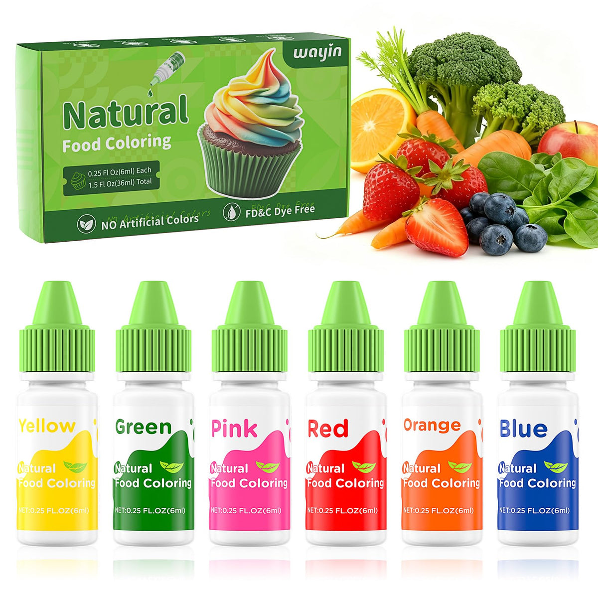 Wayin natural coloring red liquid bottle pour for bright, dye-free color in baking.