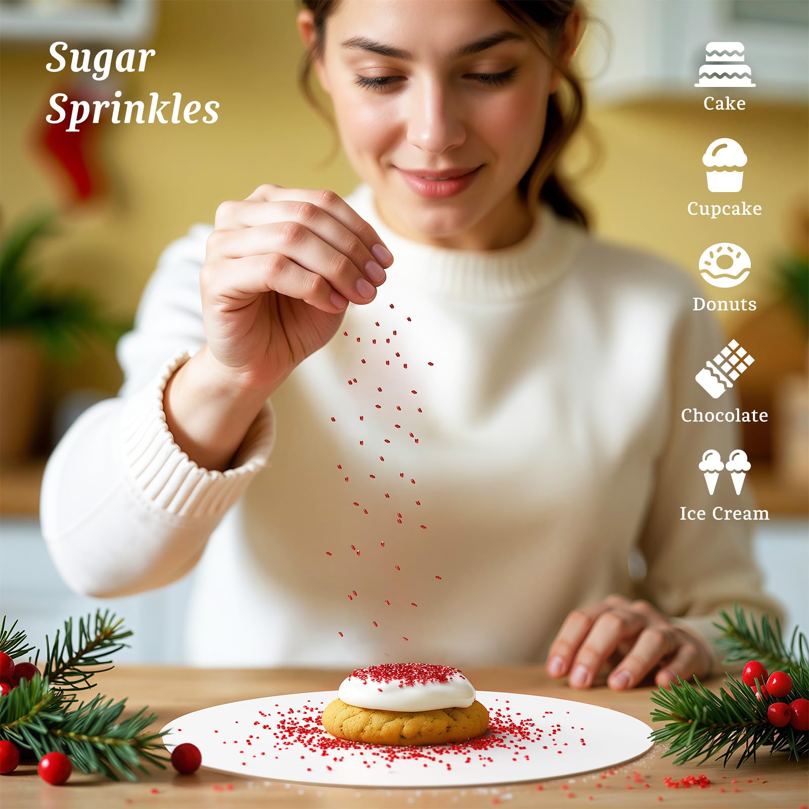 Wayin sanding sugar on cakes for a sparkling finish