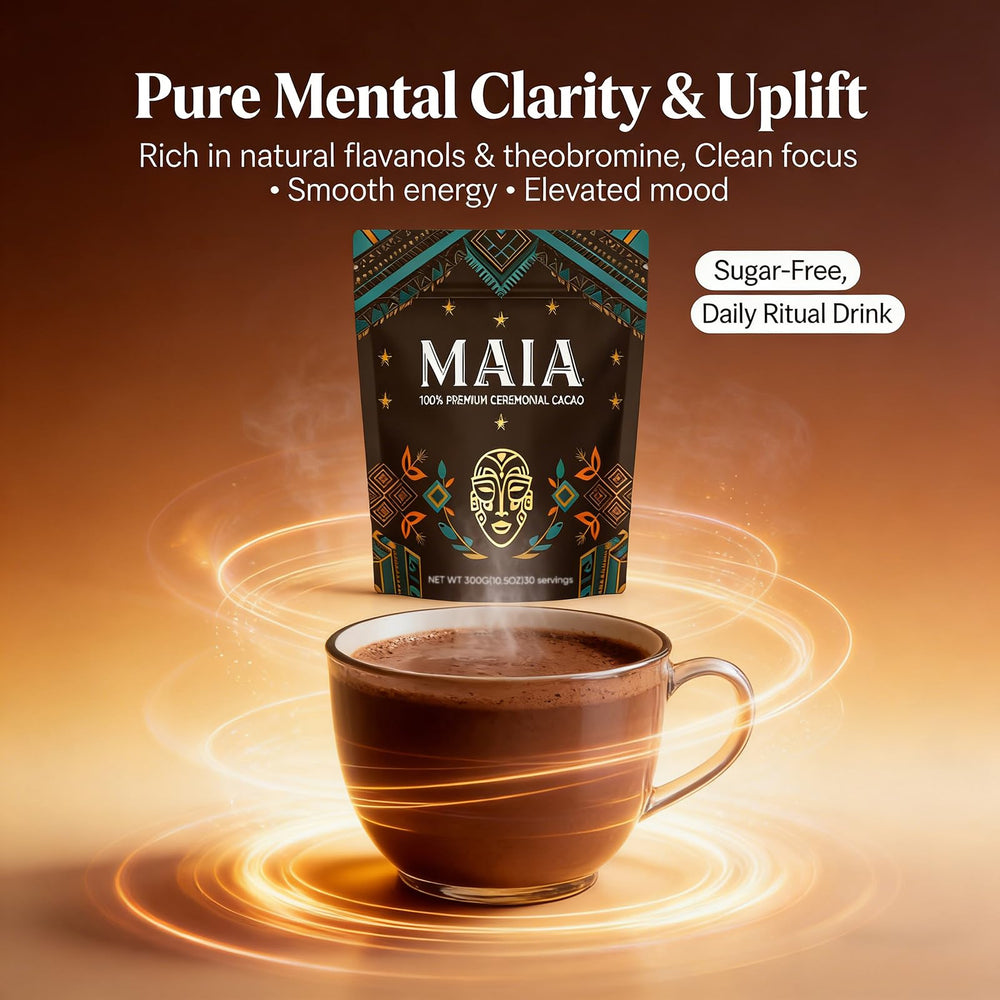Wdvpue Maia cacao mood-boost ambience suggests a comforting, focused moment after work.