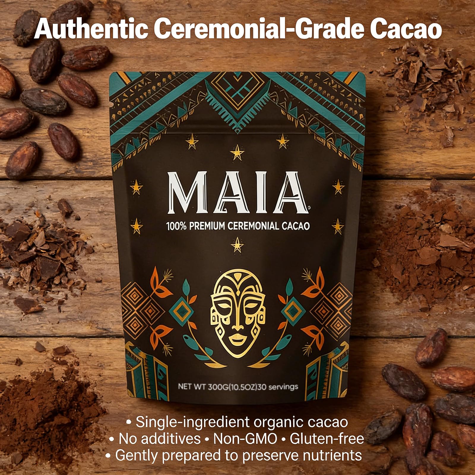 Wdvpue Maia cacao zero sugar label signals clean, quick preparation.