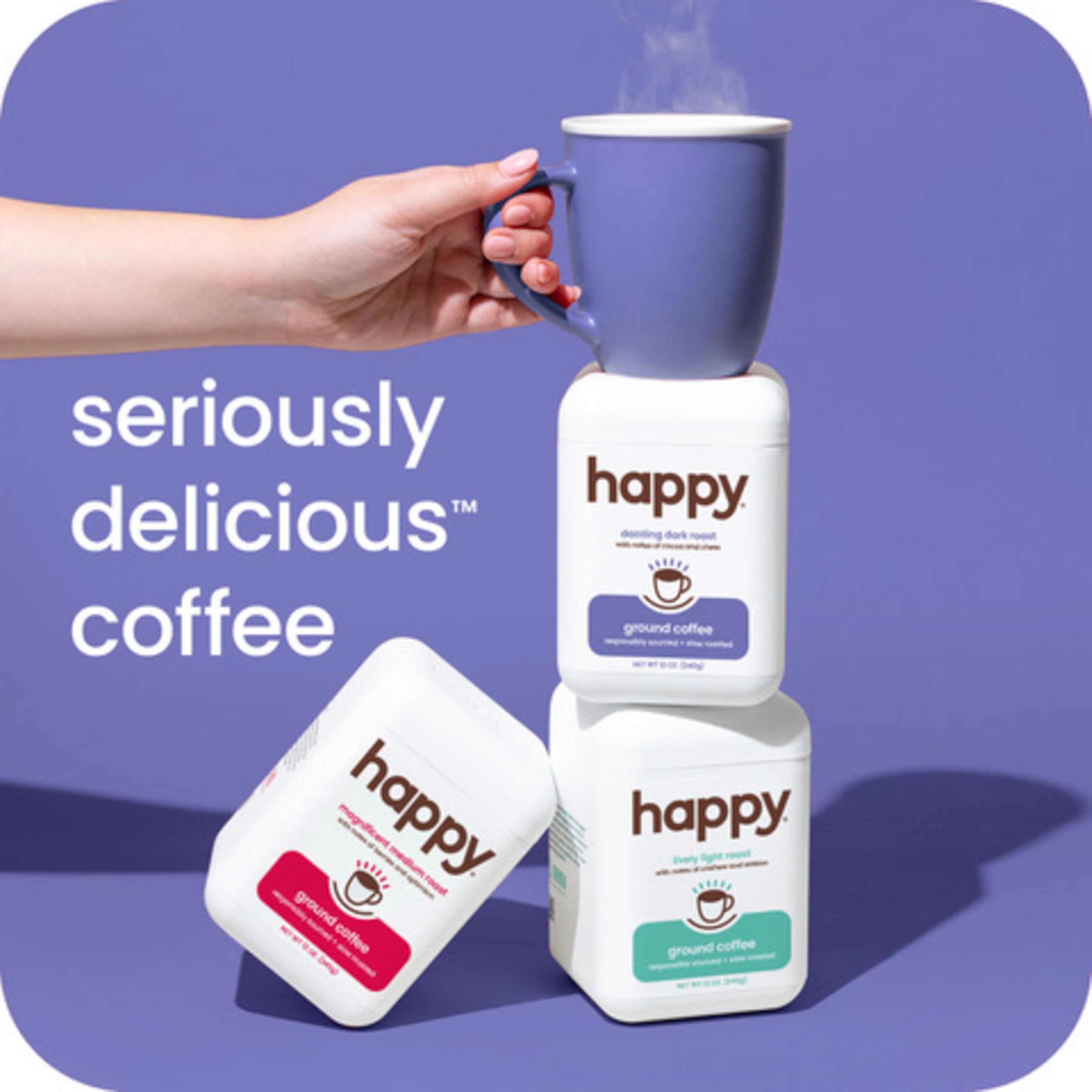 Pour-over style cup of We Are Happy coffee with rich aroma