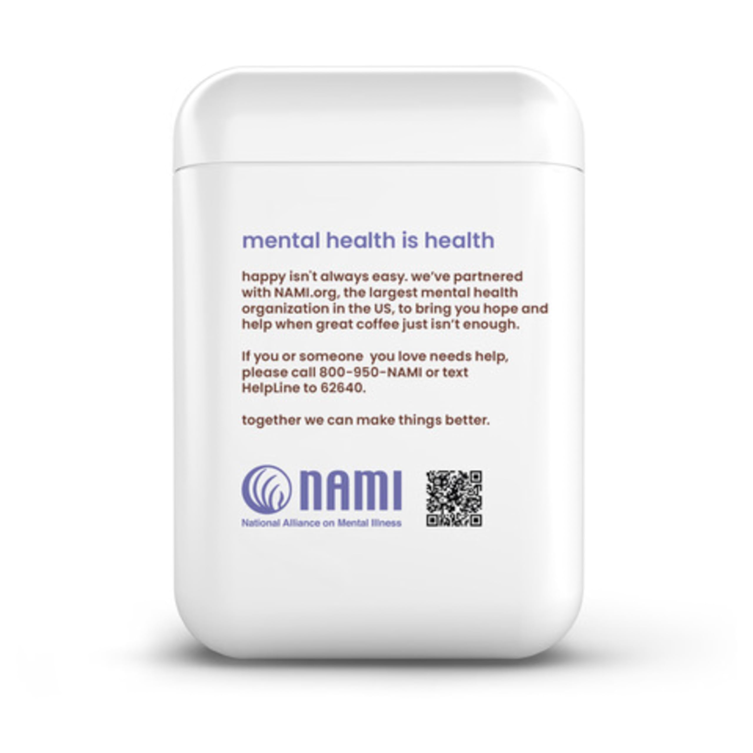 We Are Happy with NAMI partnership badge on packaging