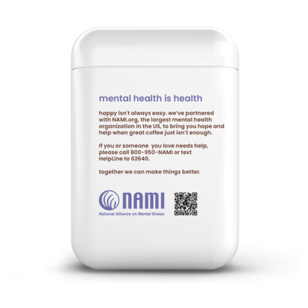 We Are Happy with NAMI partnership badge on packaging