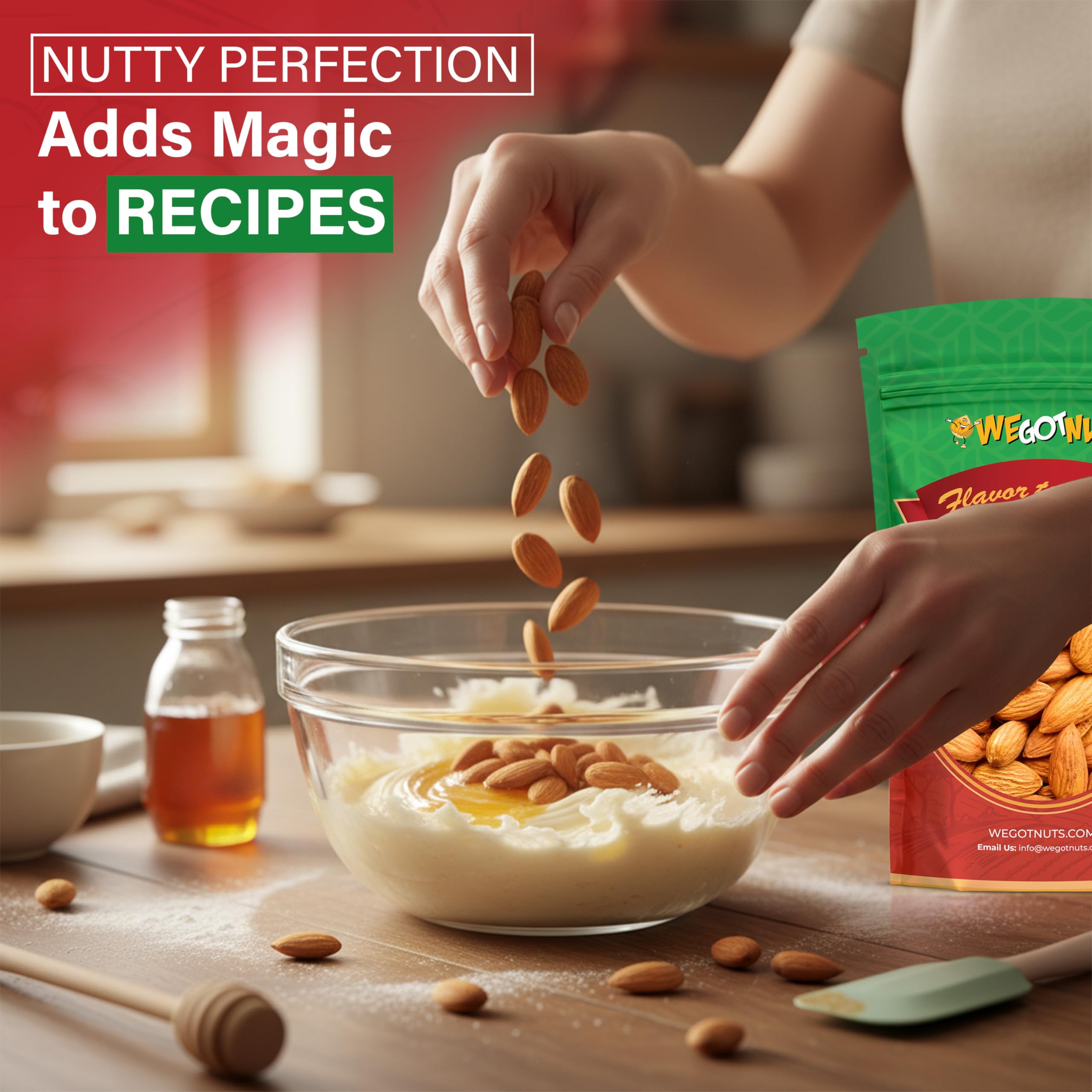 We Got Nuts almonds bulk pack on a rack, cost-effective option