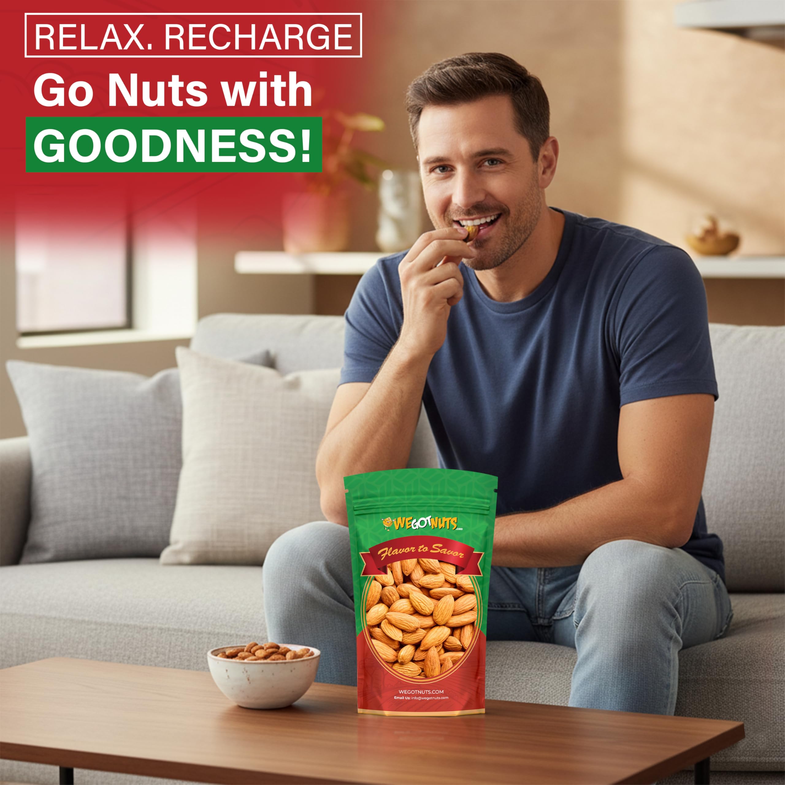 We Got Nuts almonds snack serving plate ideal for yogurt or salads