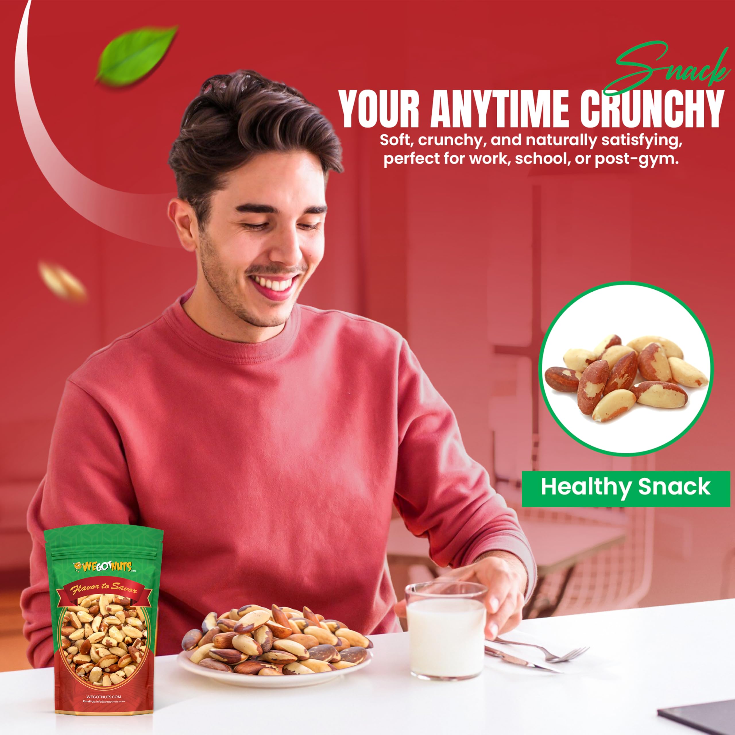 We Got Nuts Brazil nuts with Non-GMO label, natural and pure snack.