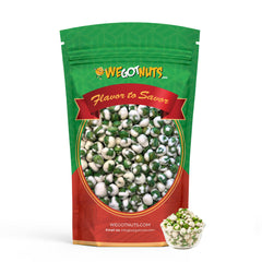 Close-up of We Got Nuts Wasabi peas texture for a zesty bite.