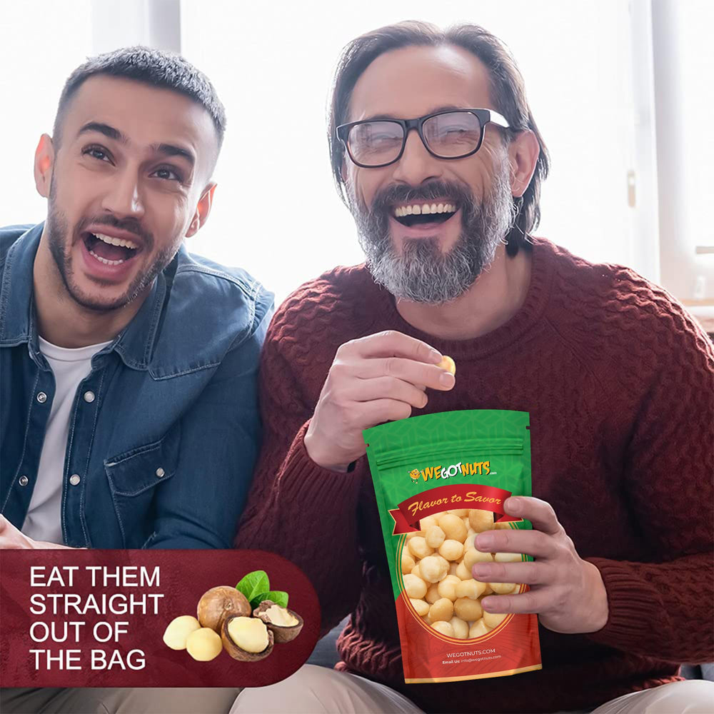 Kosher-certified We Got Nuts macadamias suitable for vegan diets.