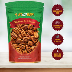 We Got Nuts pecan halves in a bowl, perfect for snacking.
