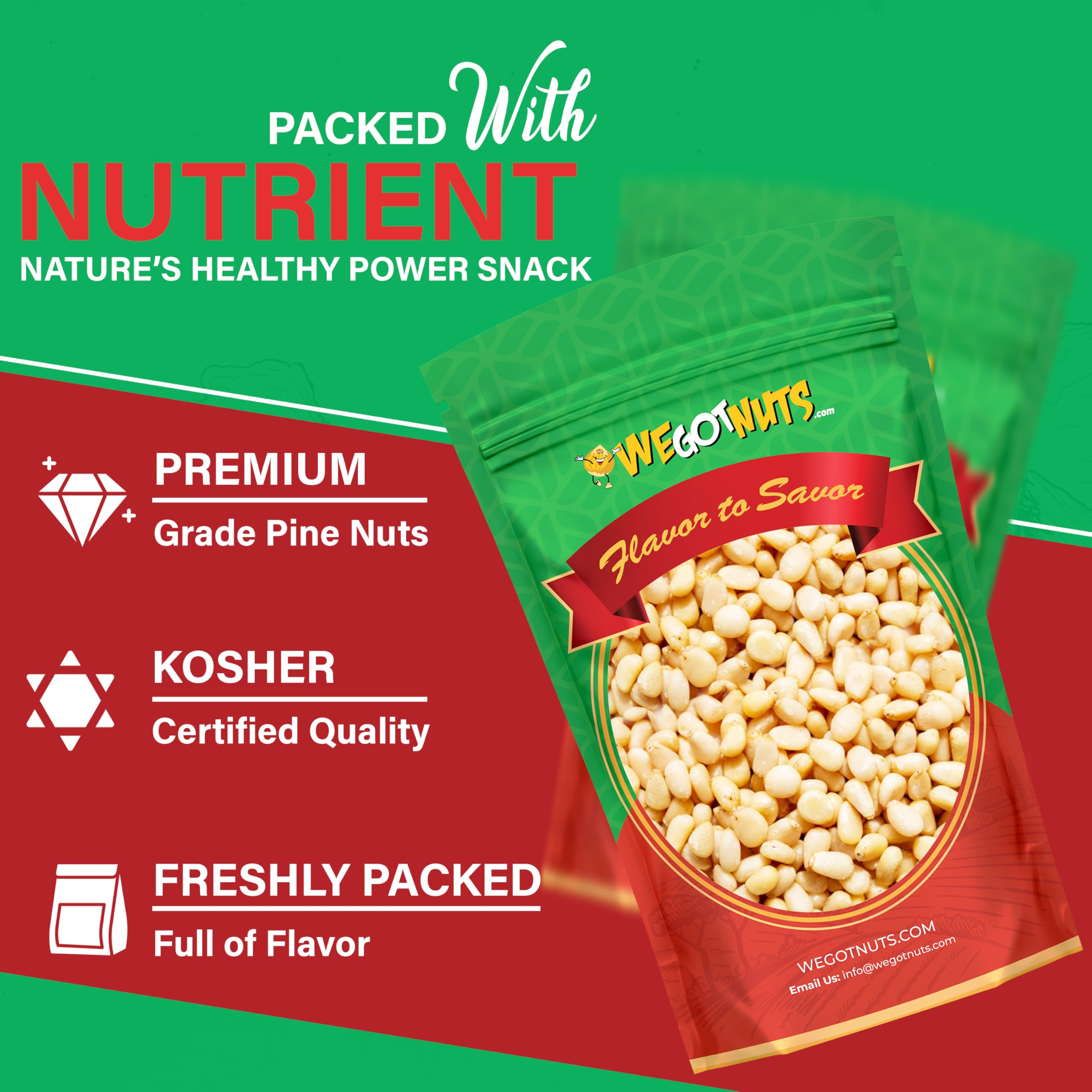We Got Nuts pine nuts pesto ingredients highlight versatile flavor for sauces.