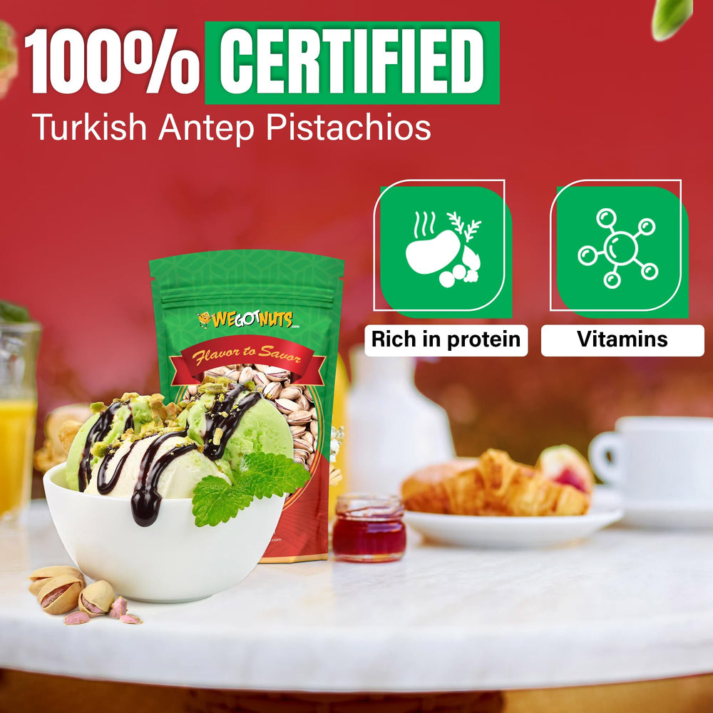 We Got Nuts Pistachios in-shell bulk pack for easy serving.