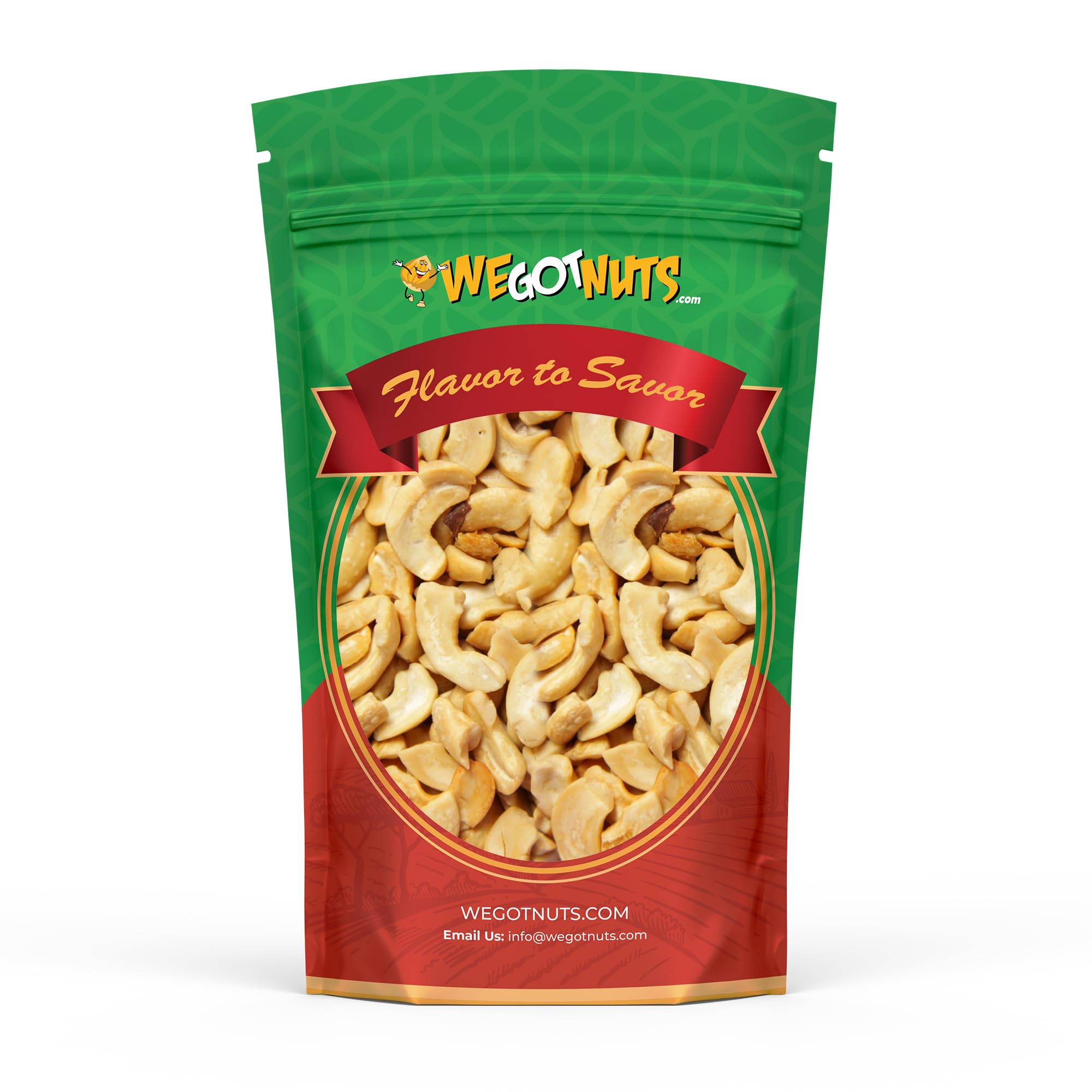 We Got Nuts raw cashew pieces in resealable bag preserve freshness for recipes.