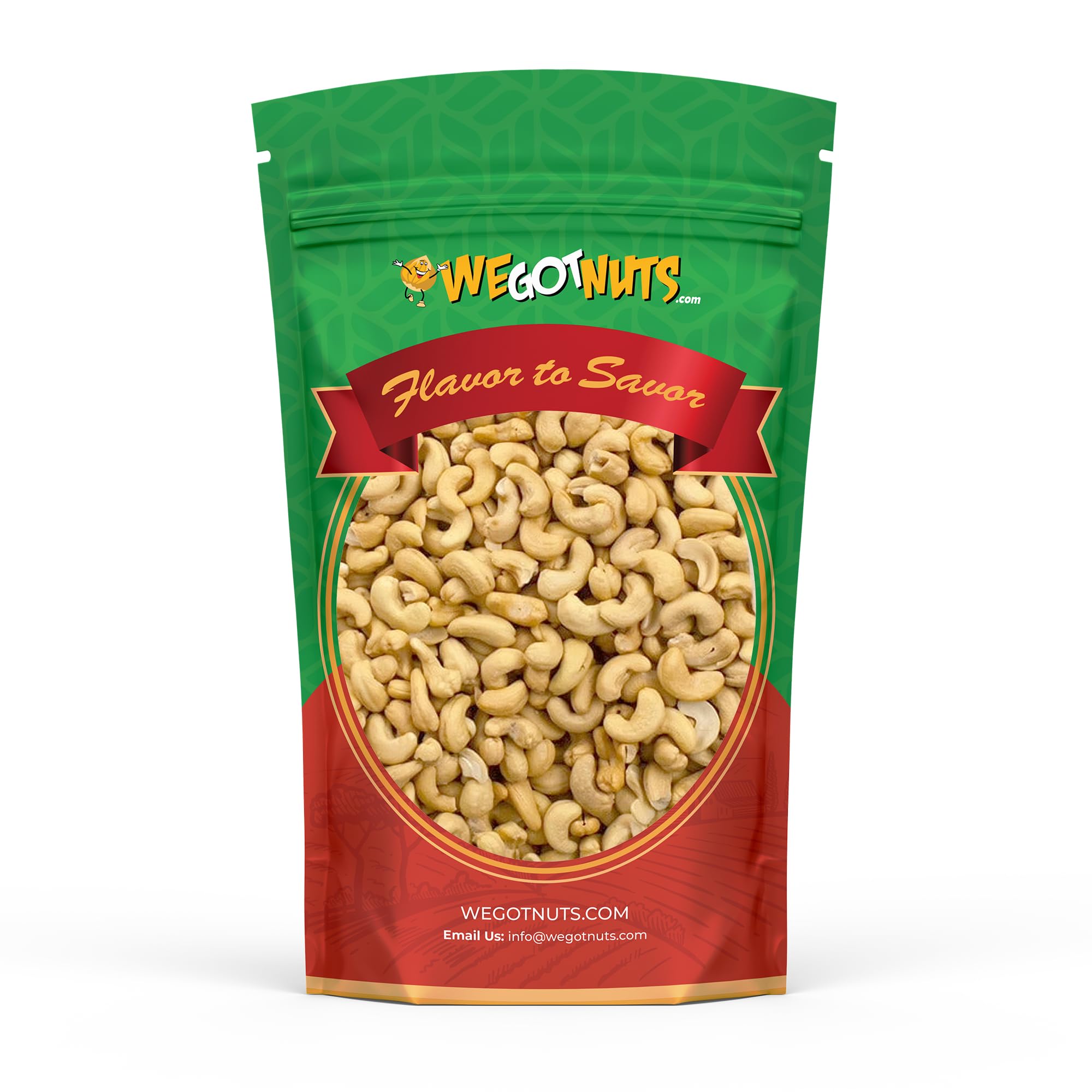 Close-up of We Got Nuts raw cashews highlighting premium texture for keto or vegan diets.