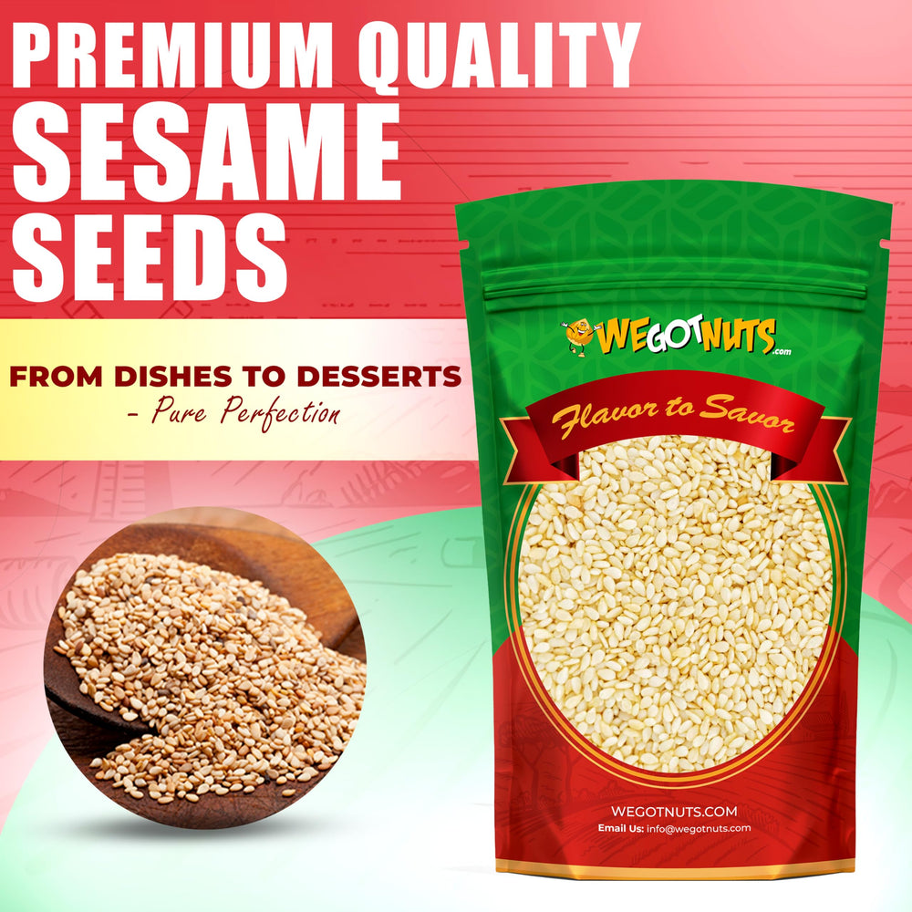 Resealable bag keeps We Got Nuts sesame seeds fresh.