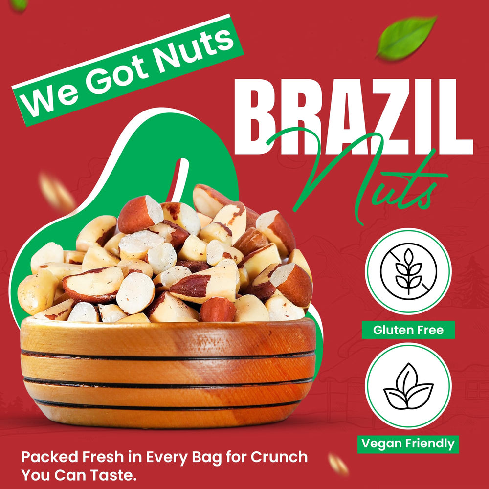 We Got Nuts shelled Brazil nuts close-up highlighting creamy texture.