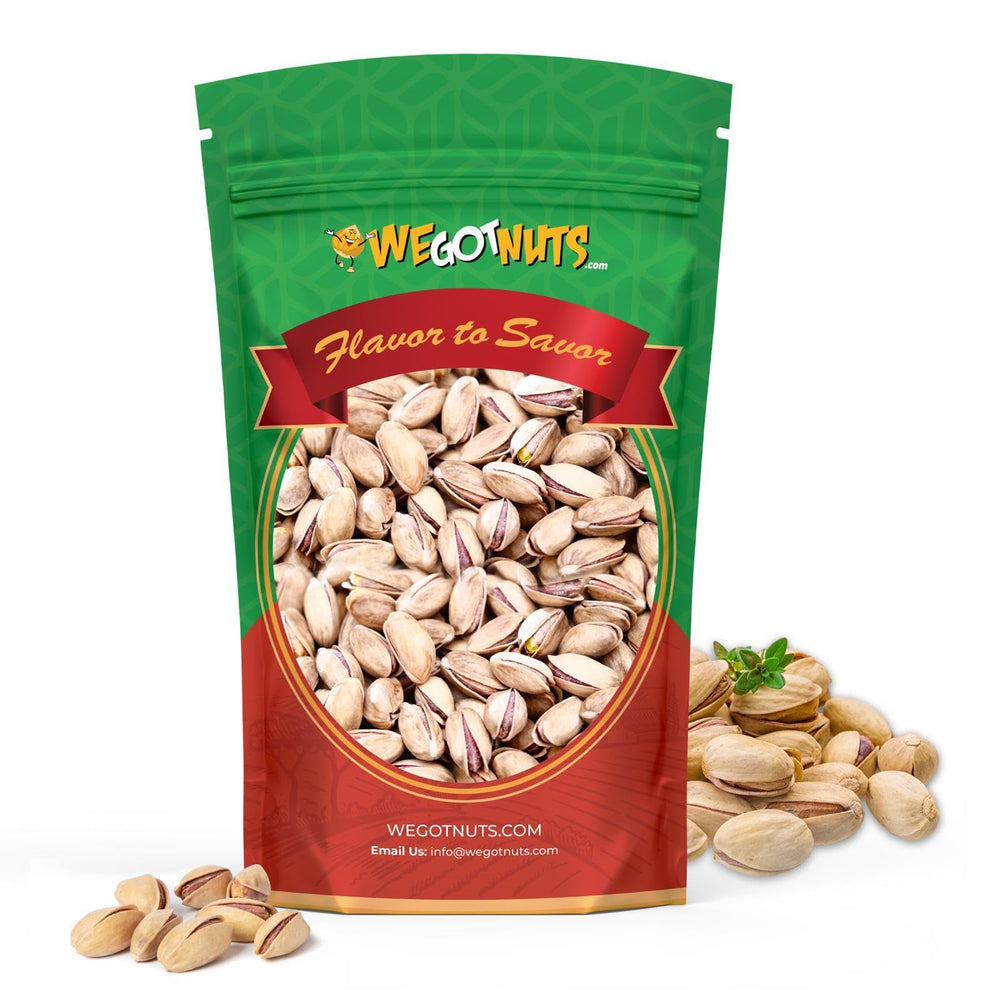 We Got Nuts Turkish Antep Pistachios in-shell, salted, ideal for sharing.