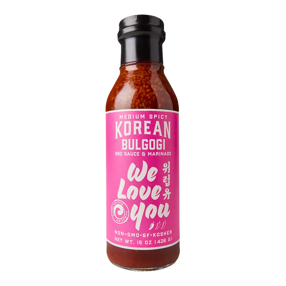 We Rub You Bulgogi sauce bottle pour highlights bold sweet-spicy flavor for marinades