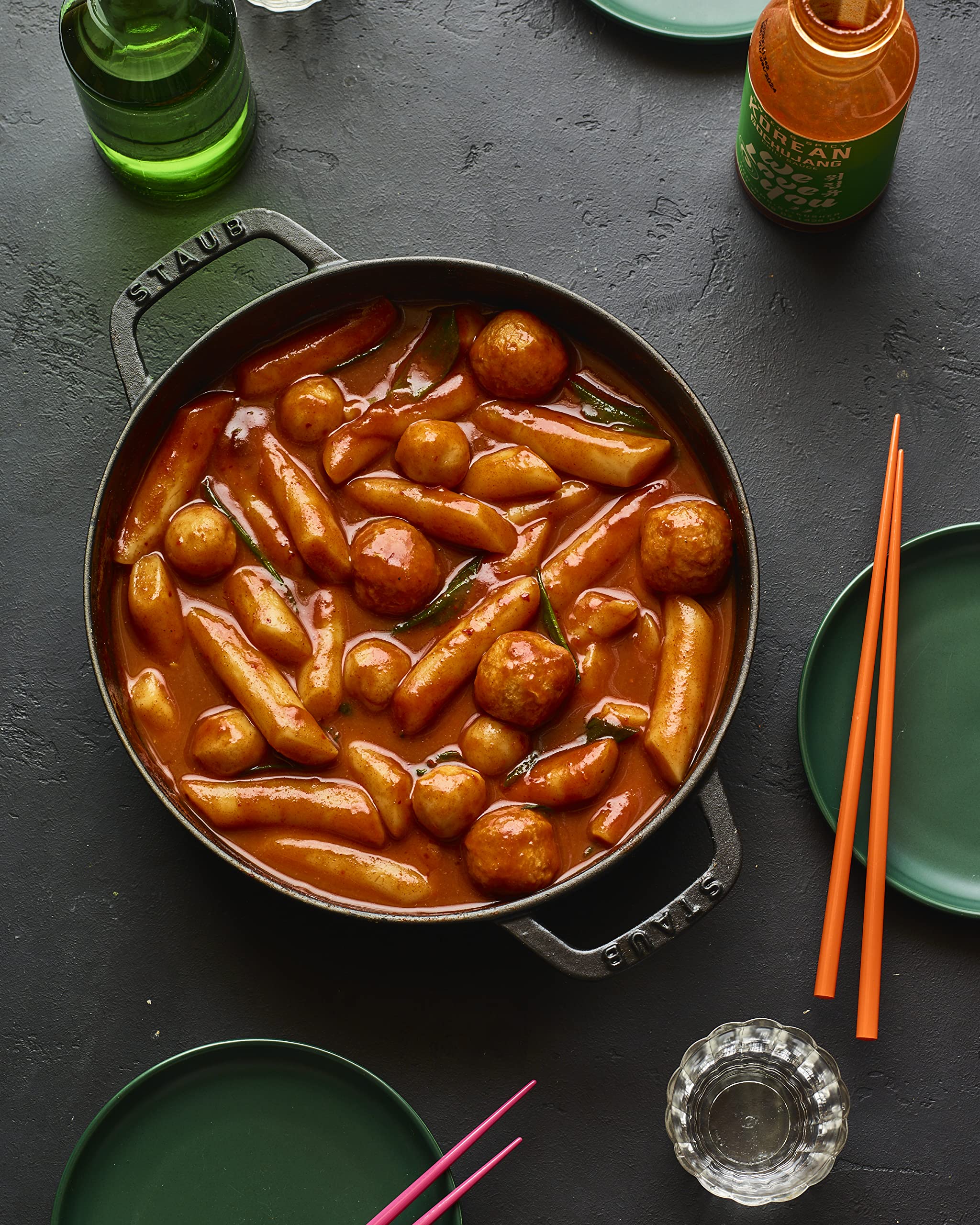 We Rub You gochujang glaze on a stir-fry, adds depth.
