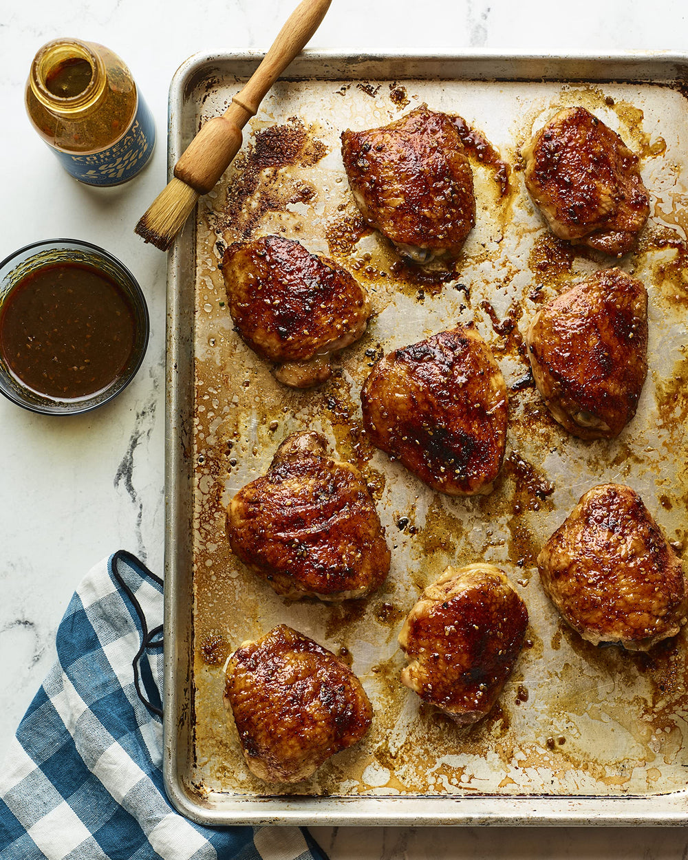 We Rub You Bulgogi sauce glazed meat plated for family-style dining.