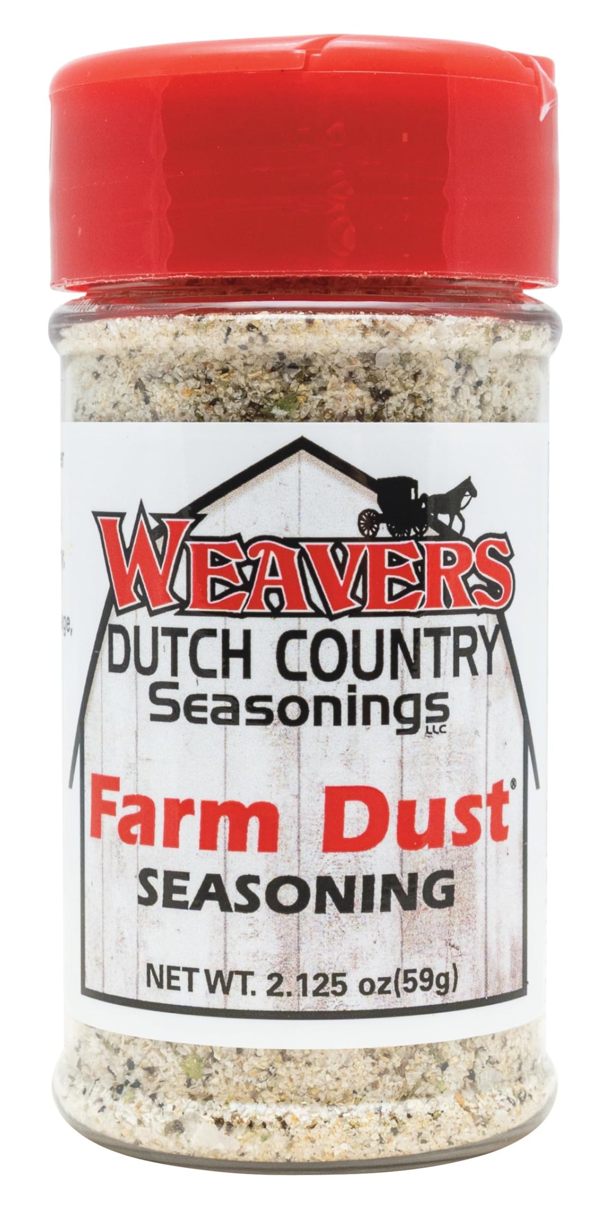 Weavers Dutch Country Seasonings Farm Dust bottle enhances meats and vegetables with natural, savory flavor.