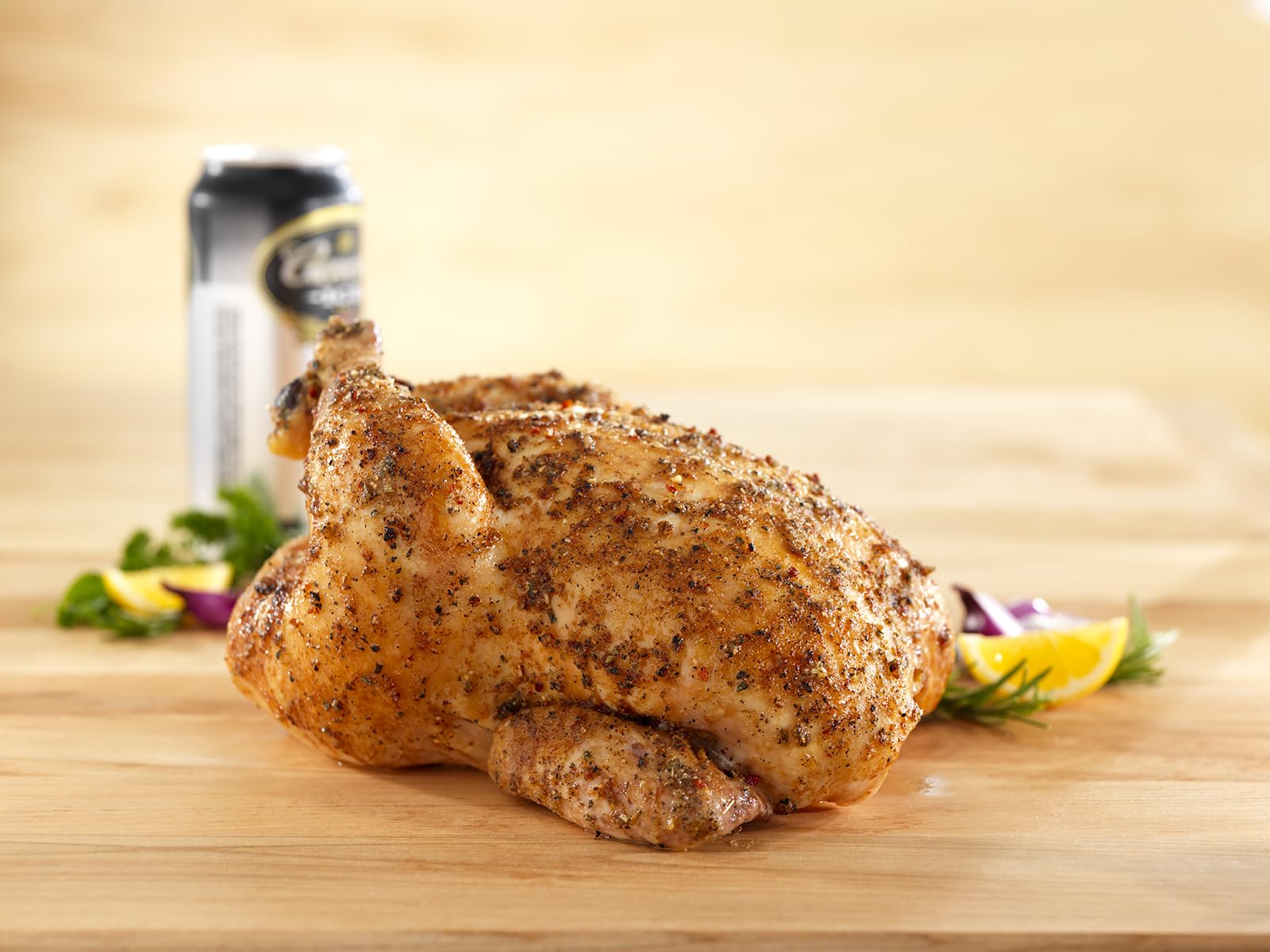 Weber Beer Can Chicken Seasoning seasoned chicken ready to serve.