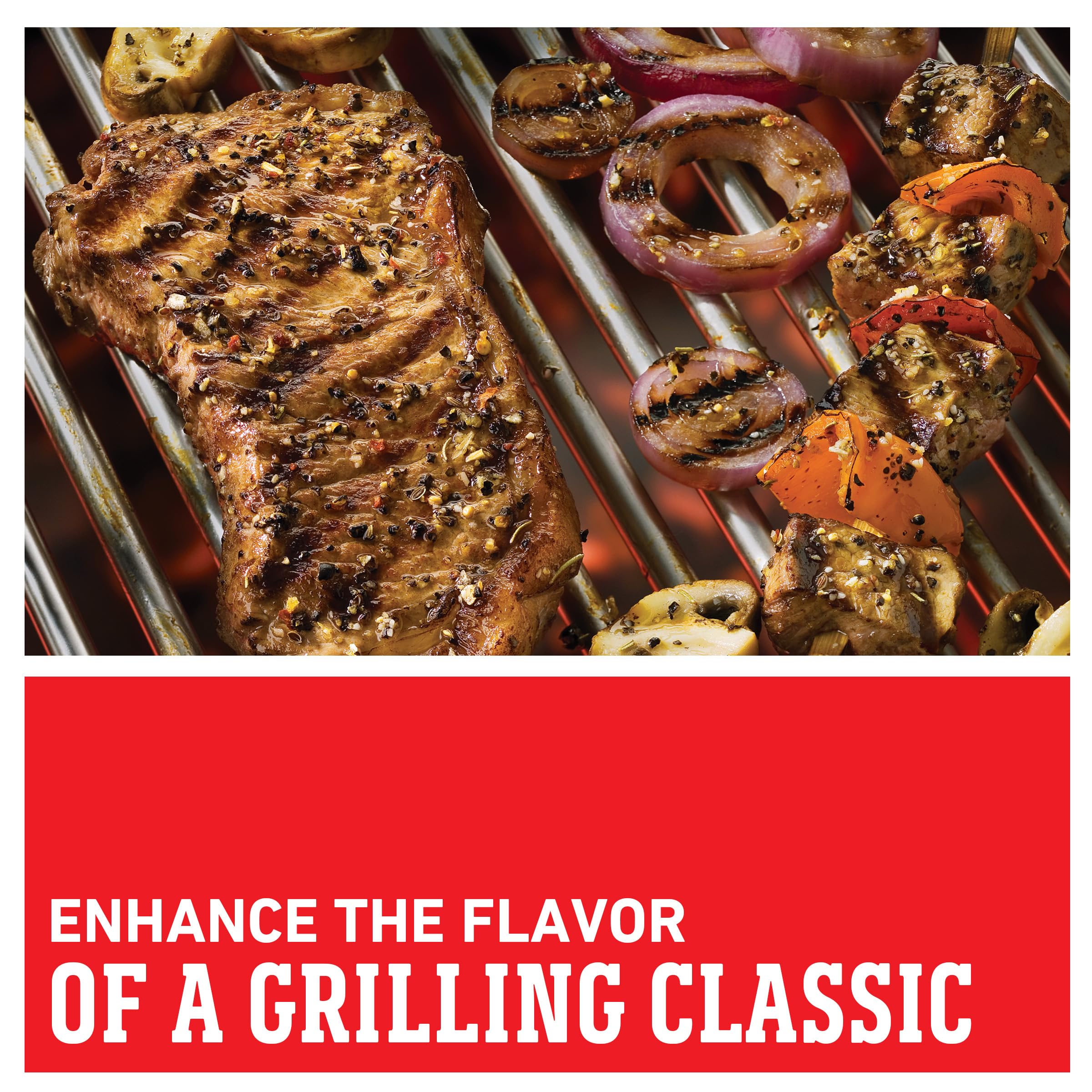 Weber Chicago Steak Seasoning on grilled beef for a savory crust