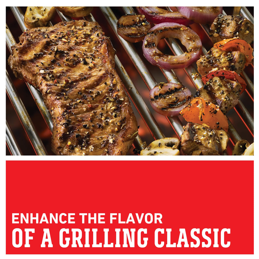 Weber Chicago Steak Seasoning on grilled beef for a savory crust