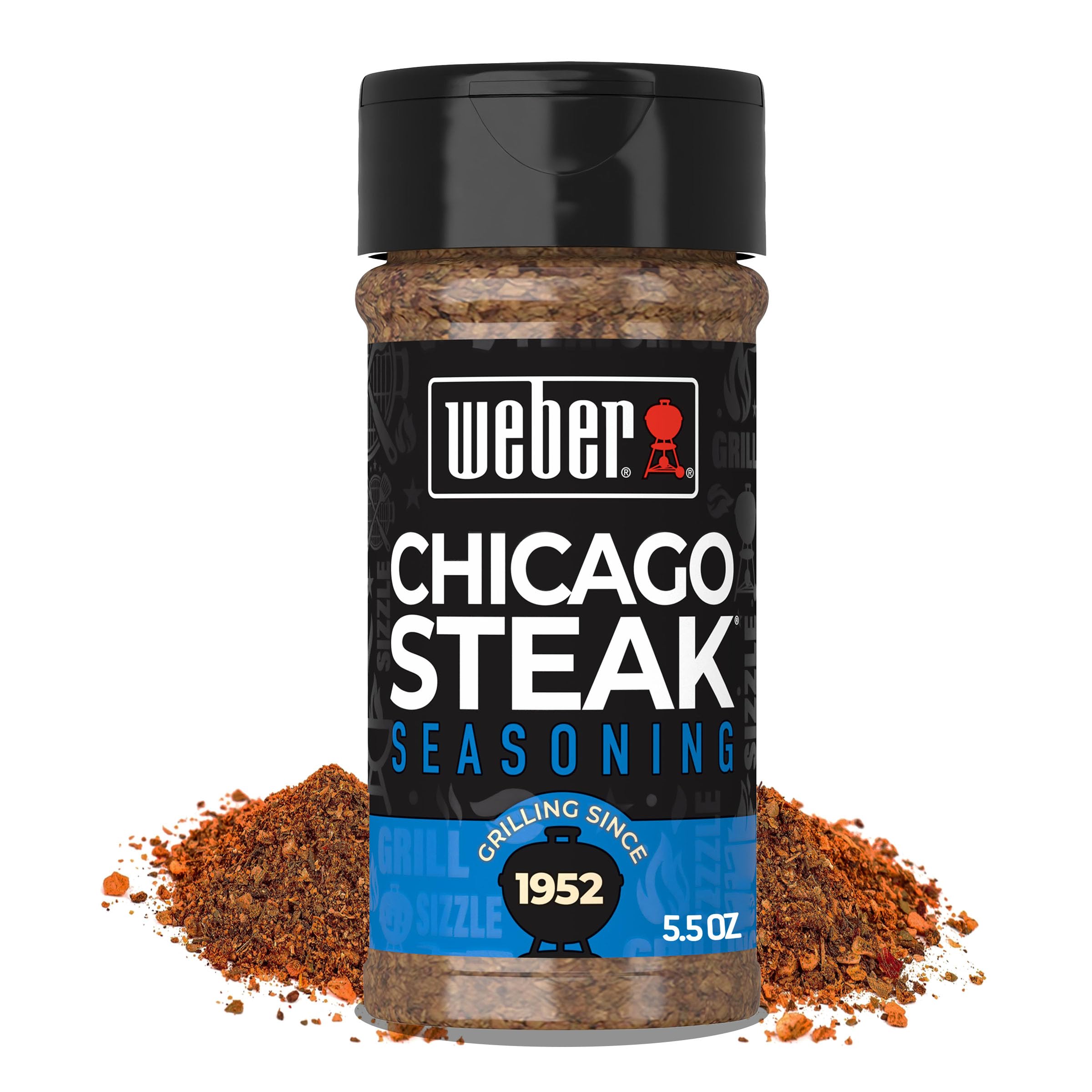 Weber Chicago Steak Seasoning ingredients close-up highlights peppery garlic balance.