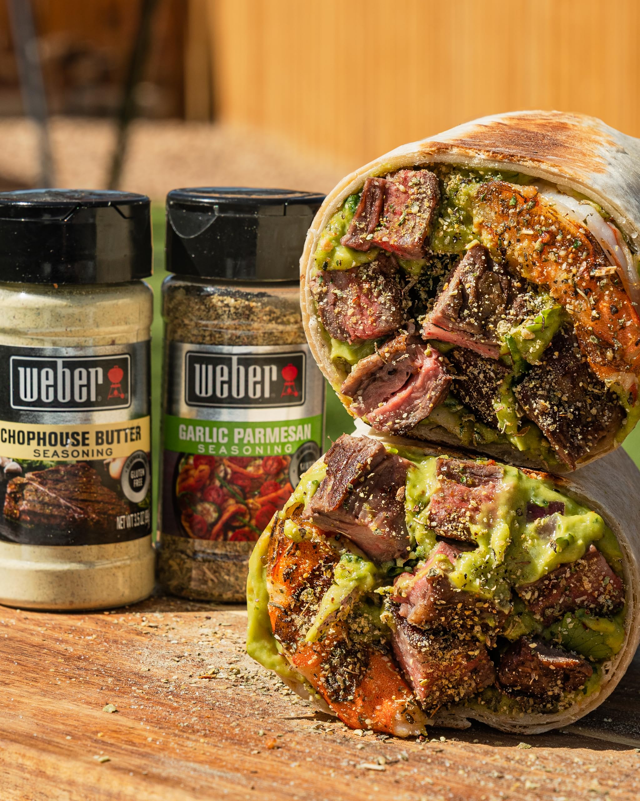 Weber Chophouse Butter Seasoning on beef delivers rich, savory finish.