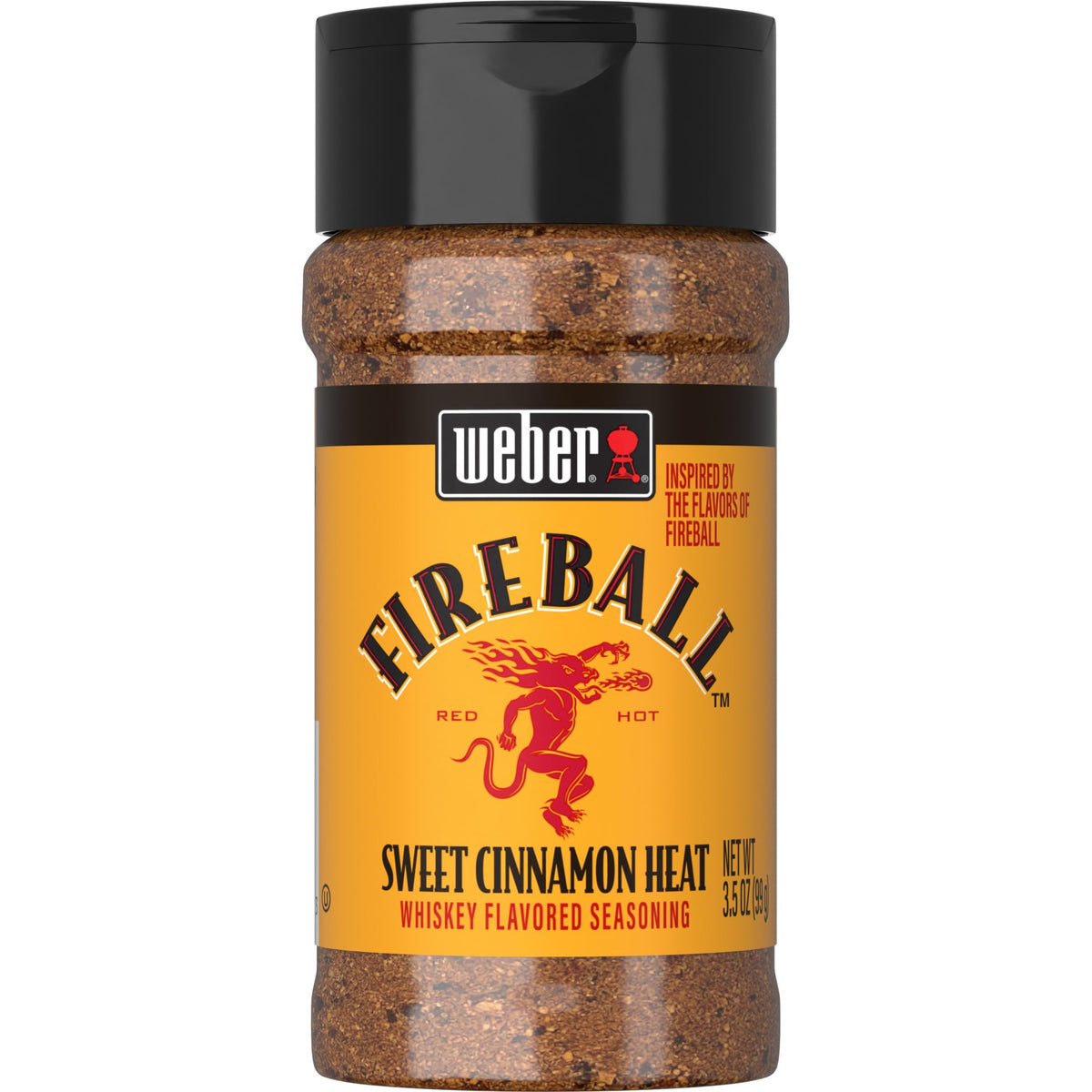 Weber Fireball seasoning packaging close-up for bold cinnamon heat