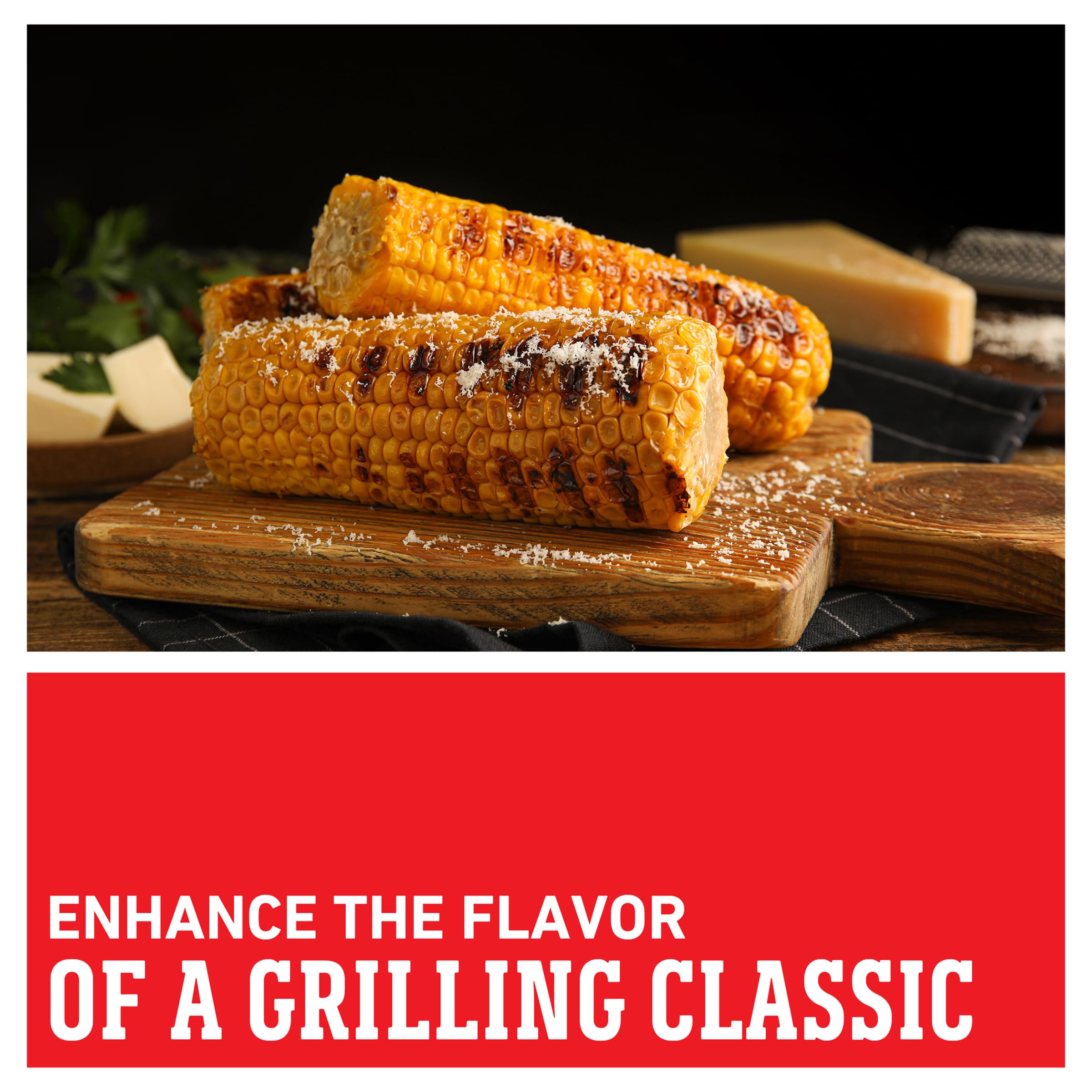 Weber Garlic Parmesan Seasoning label close-up highlighting gluten-free, kosher