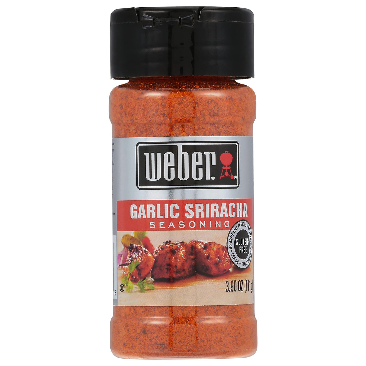 Weber Garlic Sriracha Seasoning bottle front for bold grilling flavor.