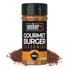 Raw meat prepared with Weber Gourmet Burger Seasoning before grilling.