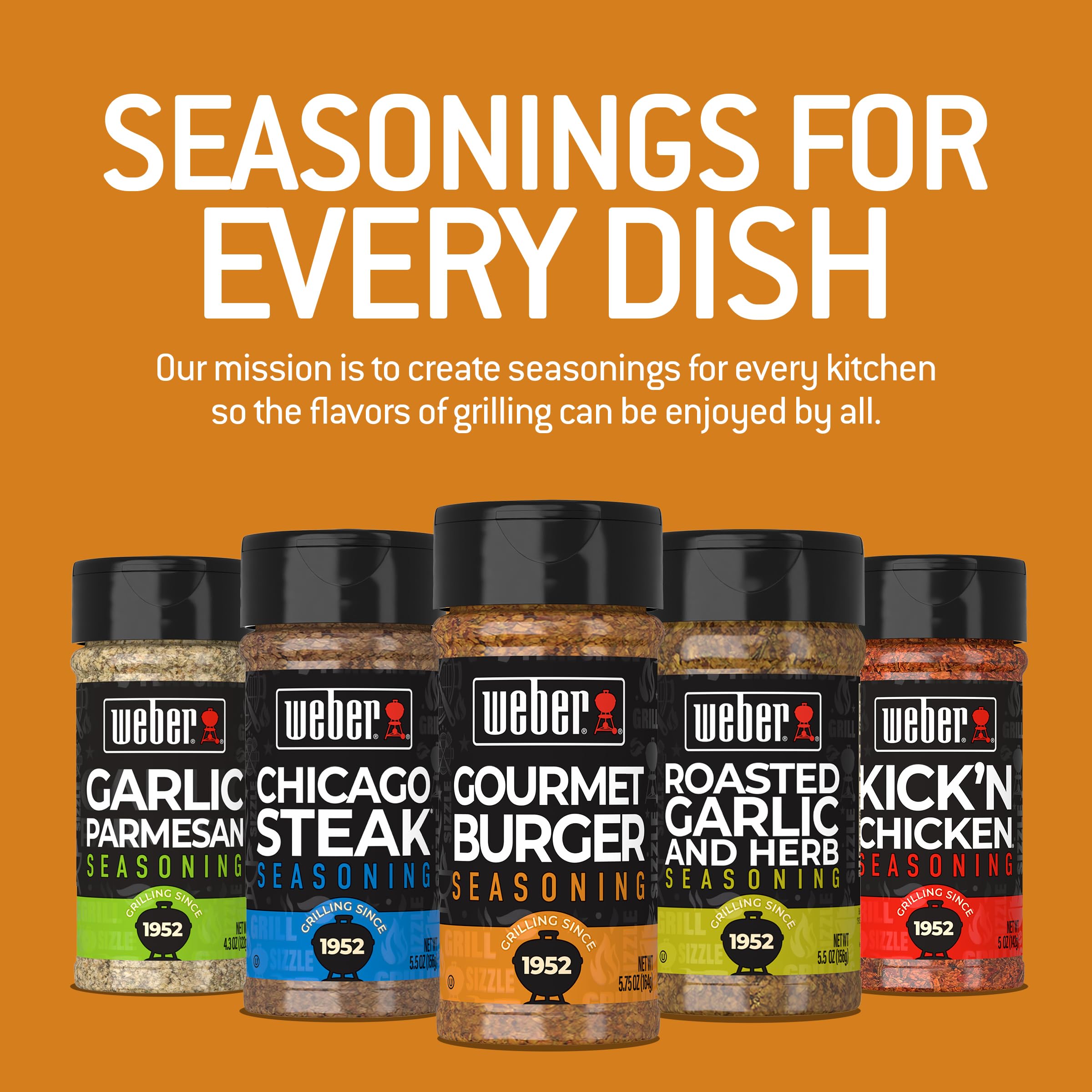 Sizzling burgers on the grill with Weber Gourmet Burger Seasoning aroma.