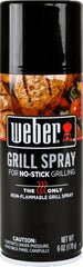 Weber Grill'N Spray 6 Oz can back view shows safe high-heat spray for grills