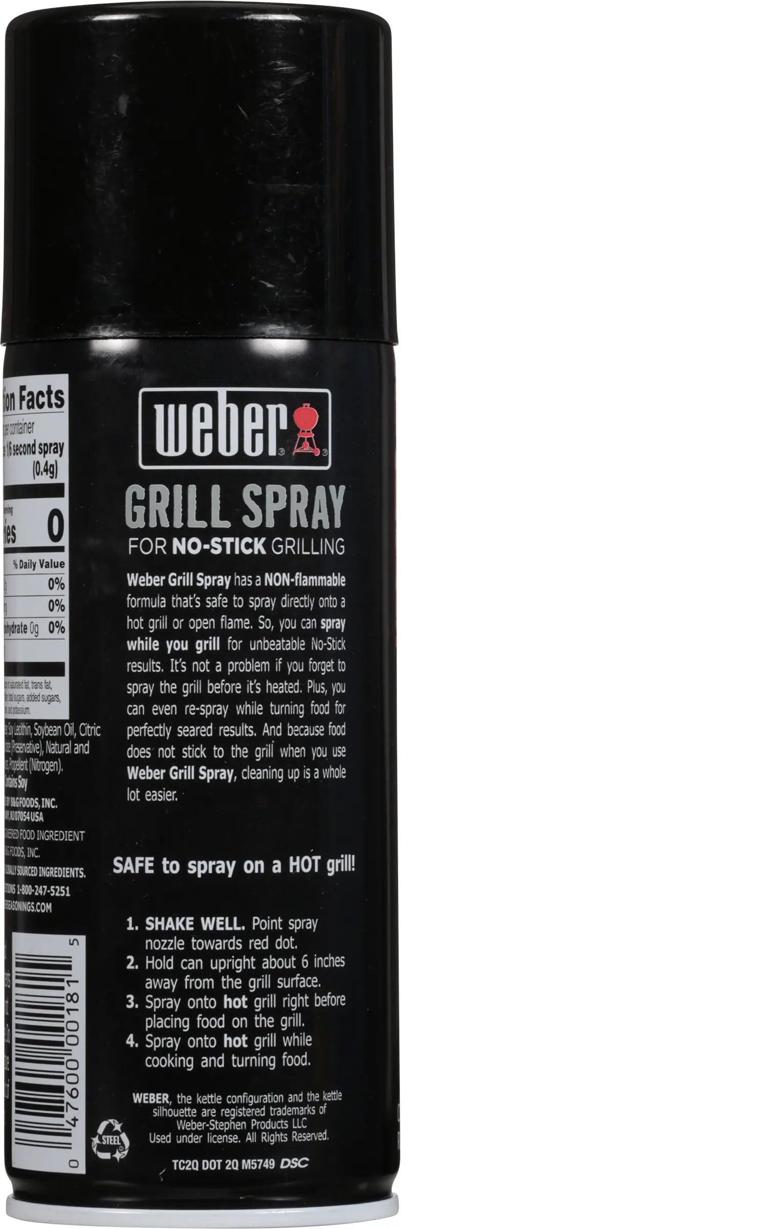 Weber Grill'N Spray 6 Oz can side view with smooth coating on grates