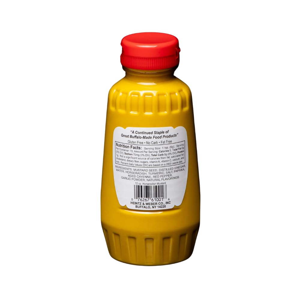 Weber's mustard label highlights gluten-free and vegan ingredients