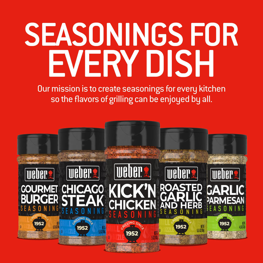 Weber Kick'N Chicken seasoning being sprinkled on chicken for flavor