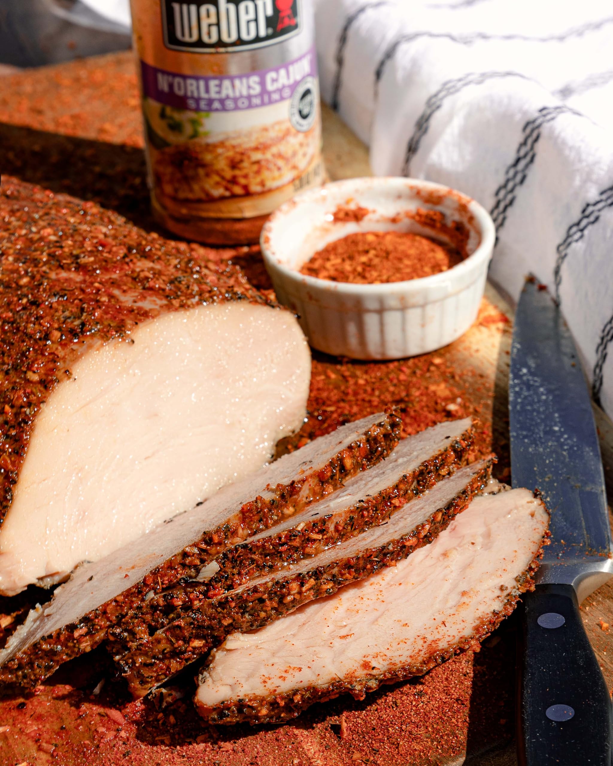 Weber N'Orleans Cajun Seasoning sprinkle on vegetables brightens the grill.
