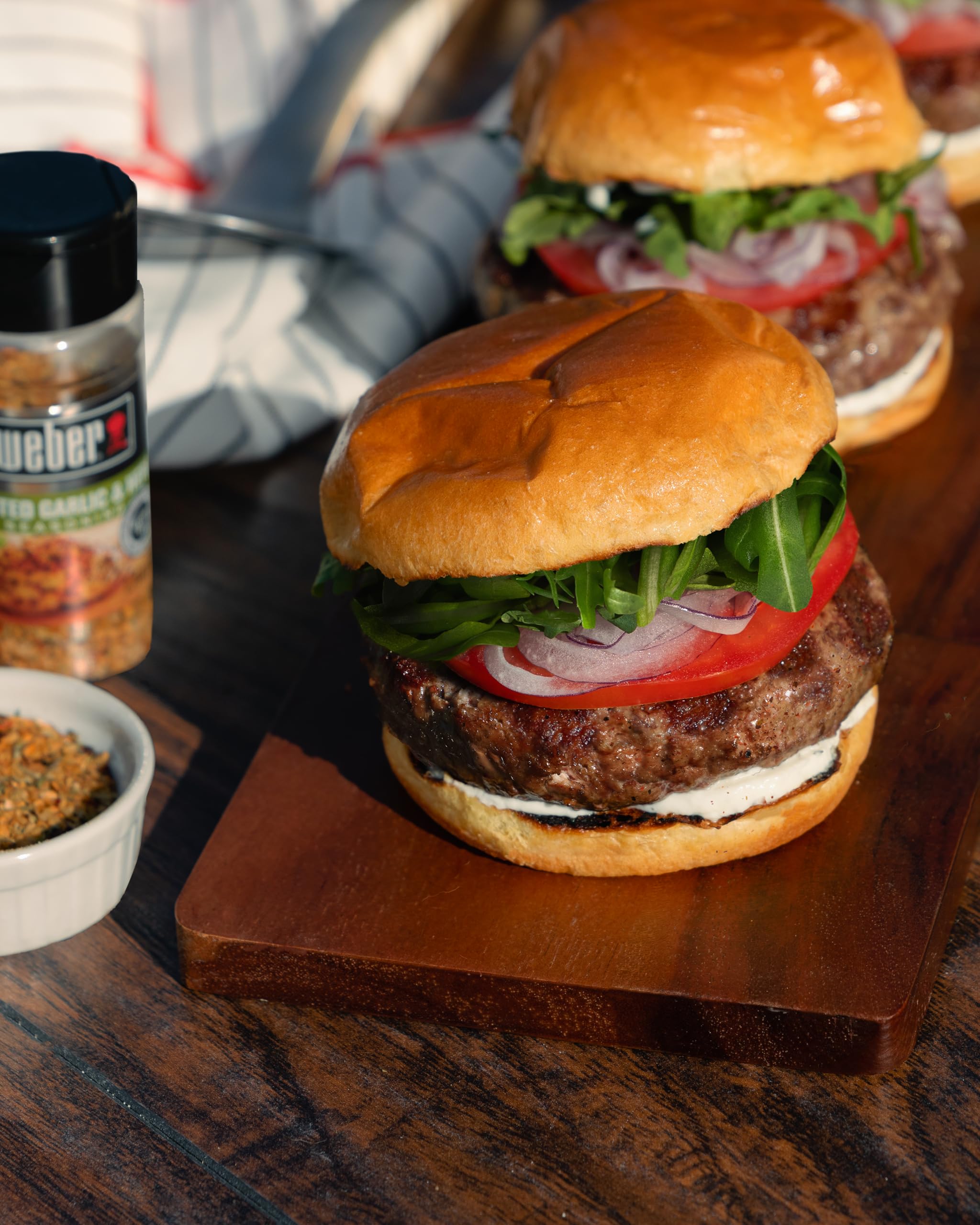 Weber Roasted Garlic & Herb Seasoning over mushrooms for aromatic depth