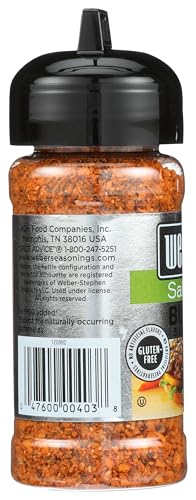 Closeup of Weber Salt Free Burger Seasoning package with salt-free, gluten-free formula