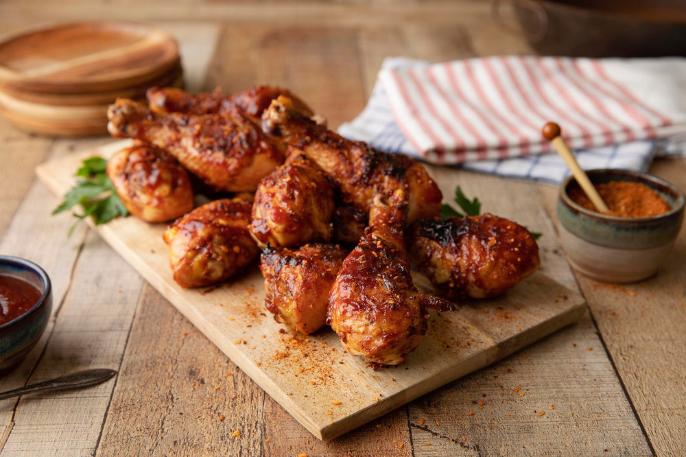 Grill-side scene featuring Weber Smokey Mesquite Seasoning for backyard cooking.